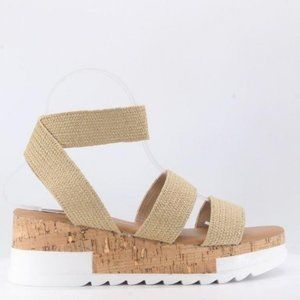 Beige Strappy Elastic Platform Sandal